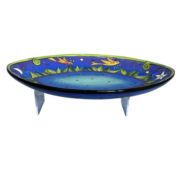 Terri Kern Vintage Handmade Moon Star Night Oval Serving Platter Bowl 14" Signed - Picture 7 of 16